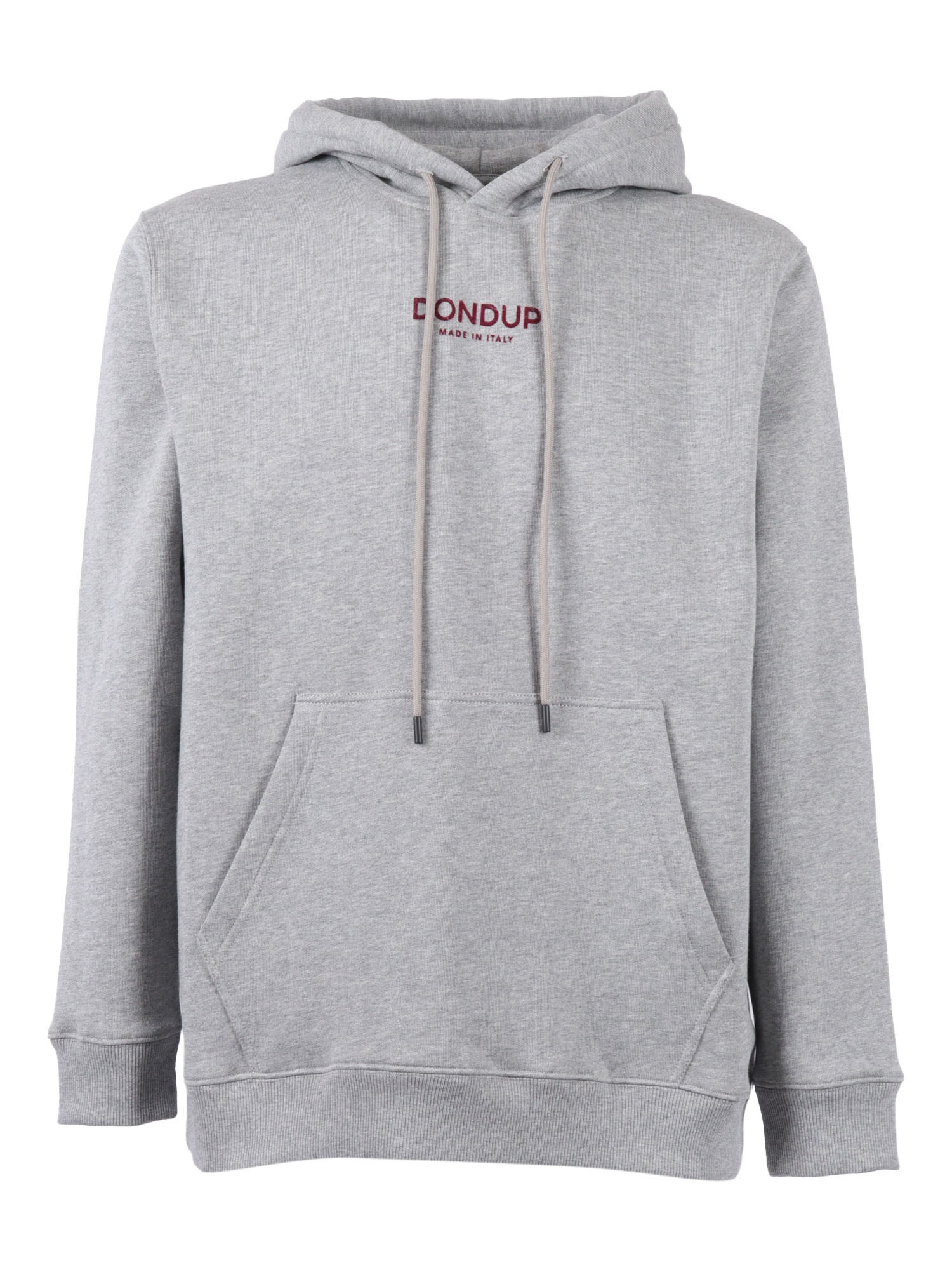 Dondup Light Grey Cotton Hoodie With Adjustable Drawstring In Green
