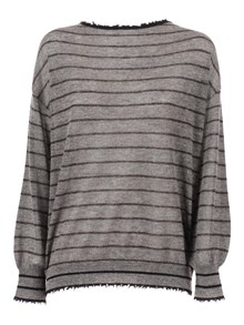 Kangra Cashmere BOAT NECK SWEATER WITH FRINGED DETAILS