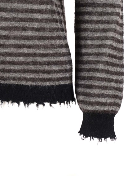 Kangra Cashmere GIROCOLLO RIGATO CON  RIFIN. SFRANGIATE