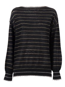 Kangra Cashmere BOAT NECK SWEATER WITH FRINGED DETAILS