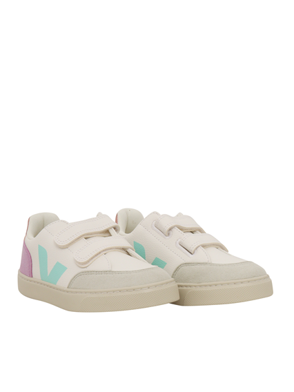 Veja SMALL V-12 LEATH WHI_MULTI-ORCHID SNEAKERS