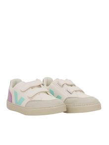 Veja SMALL V-12 LEATH WHI_MULTI-ORCHID