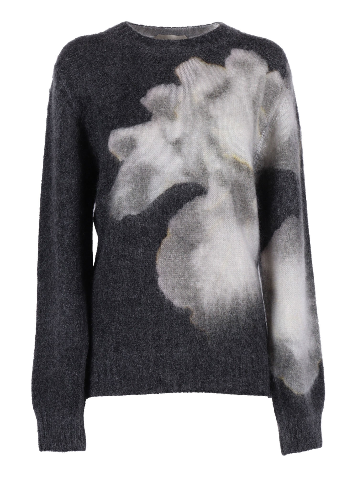 Alberta Ferretti Abstract Floral Pattern Knit Sweater In Black