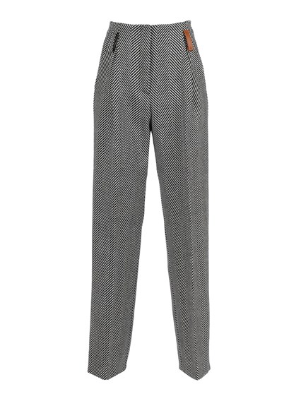 FORTE FORTE high-waisted chevron wool trousers