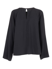 FORTE FORTE long-sleeved embroidered top in matte satin