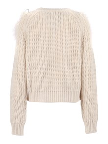 SHIRT A PORTER CREW NECK SWEATER WITH FEATHER INSERT