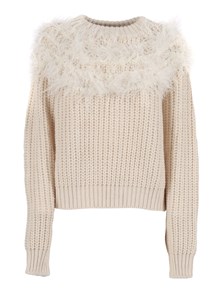 SHIRT A PORTER CREW NECK SWEATER WITH FEATHER INSERT