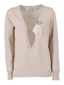 SHIRT A PORTER V-NECK sweater with brooch