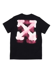 OFF WHITE KIDS ARROW SPRAY TEE S/S BLACK - FUCHSIA