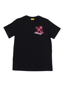OFF WHITE KIDS ARROW SPRAY TEE S/S BLACK - FUCHSIA