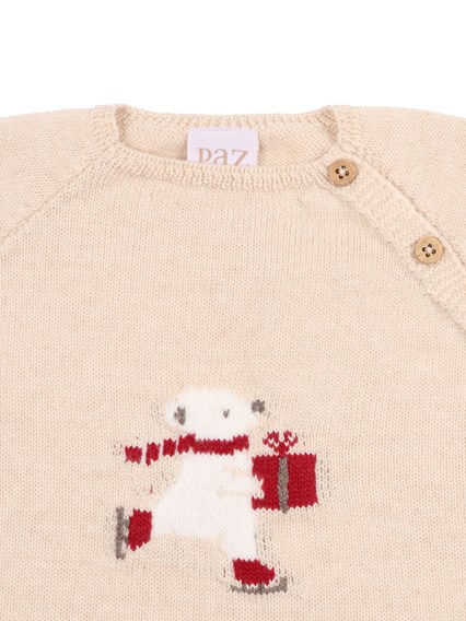 Paz Rodriguez KNIT NEWBORN ROMPER "ACEBO"