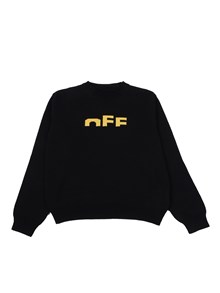 OFF WHITE KIDS TYPE  LOGO KNIT CREW BLACK - YELLOW