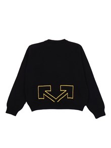 OFF WHITE KIDS TYPE  LOGO KNIT CREW BLACK - YELLOW