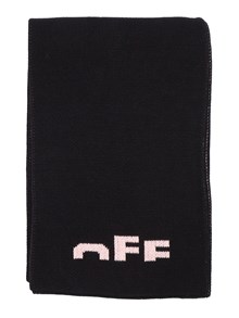 OFF WHITE KIDS TYPE LOGO SCARF BLACK - SOFT PINK