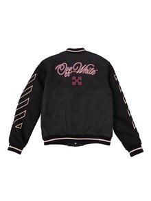 OFF WHITE KIDS OW PATCH VARSITY DARK GREY - FUCHSIA