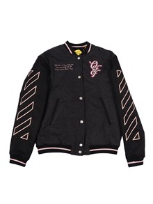 OFF WHITE KIDS OW PATCH VARSITY DARK GREY - FUCHSIA