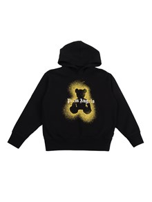 PALM ANGELS KIDS PA SPRAY BEAR REG.HOODIE BLACK - OCHER Y