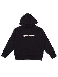 PALM ANGELS KIDS BLURRED LOGO REG.HOODIE BLACK - ROSE PIN