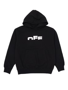 OFF WHITE KIDS TYPE LOGO HOODIE BLACK - WHITE