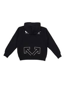 OFF WHITE KIDS TYPE LOGO HOODIE BLACK - WHITE