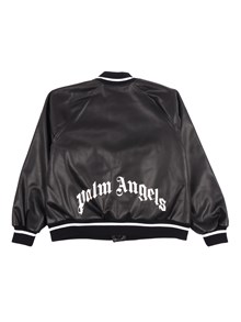 PALM ANGELS KIDS CURVEDLOGO COATED VARSITYJKT BLACK - OFF