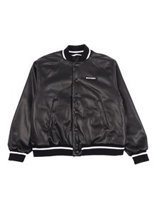 PALM ANGELS KIDS CURVEDLOGO COATED VARSITYJKT BLACK - OFF