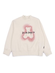 PALM ANGELS KIDS PA SPRAY BEAR CREWNECK OFF WHITE - ANTIQ