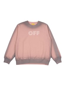 OFF WHITE KIDS GARMENT DYED SPRAY CREW ROSE PINK - SOFT