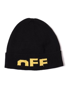 OFF WHITE KIDS TYPE LOGO  BEANIE BLACK - YELLOW