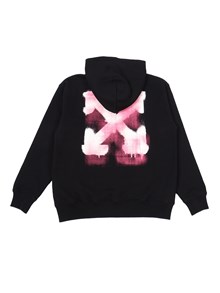 OFF WHITE KIDS ARROW SPRAY HOODIE ZIP UP BLACK - FUCHSI