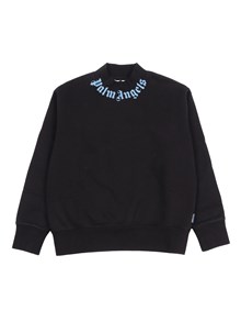 PALM ANGELS KIDS NECK LOGO REG.CREWNECK BLACK - LIGHT BLU
