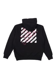 OFF WHITE KIDS DIAG SPLAT HOODIE BLACK - FUCHSIA