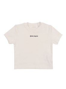 PALM ANGELS KIDS LOGO RIB BABY TEE S/S OFF WHITE - BLACK