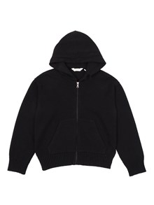 PALM ANGELS KIDS CURVEDLOGO HOODIE KNIT ZIPPED BLACK - OF