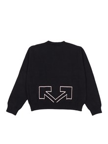 OFF WHITE KIDS TYPE LOGO KNIT CREW BLACK - SOFT PINK