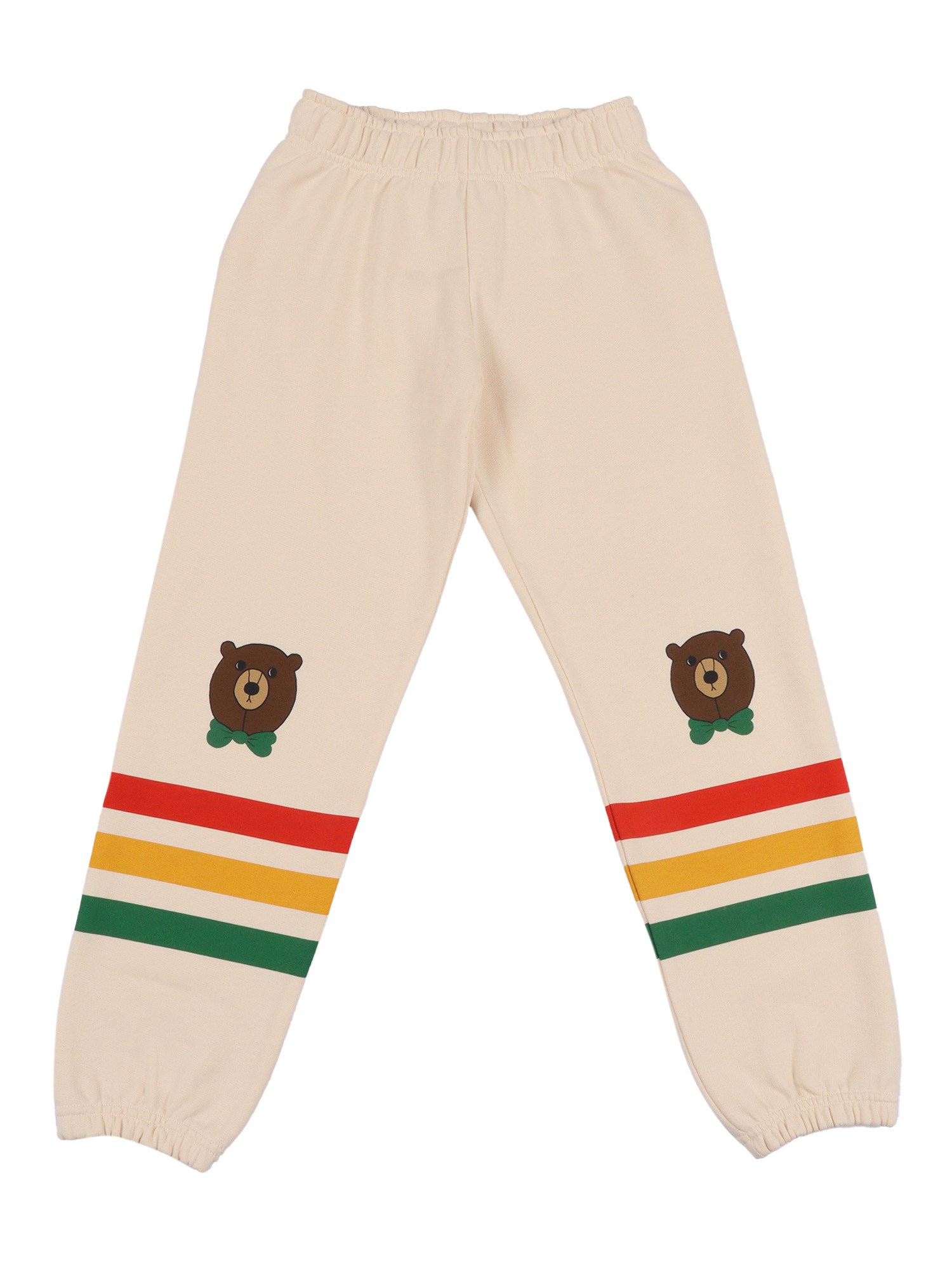 Mini Rodini Bear Stripe Sweatpants In Neutral