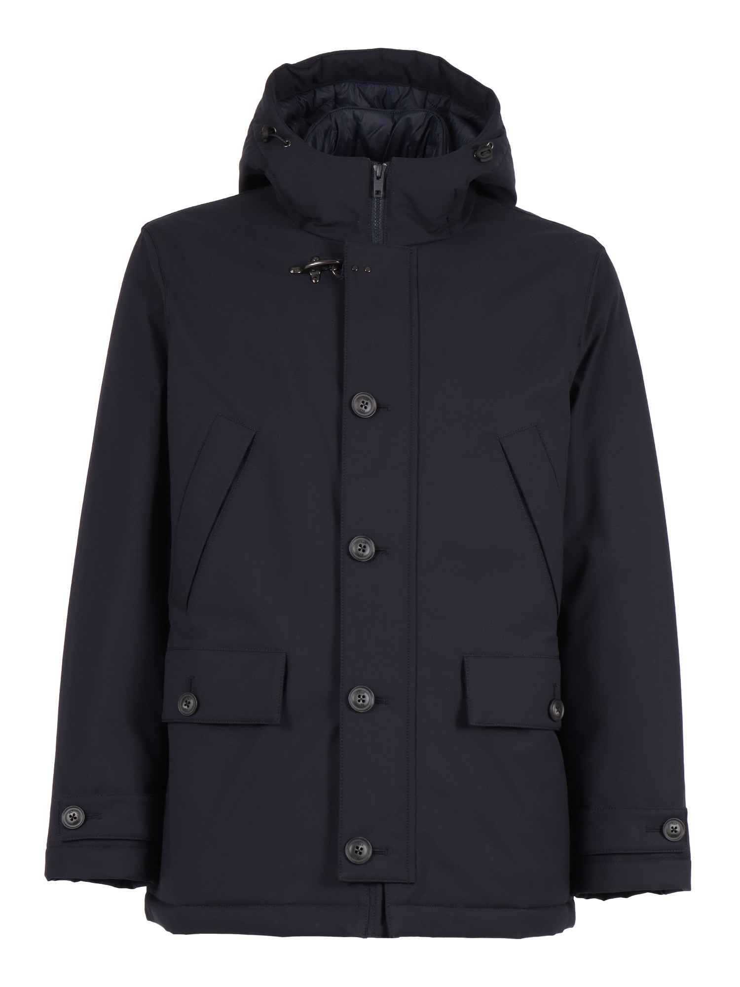 Fay Structured Black Cape With High Collar In Blue