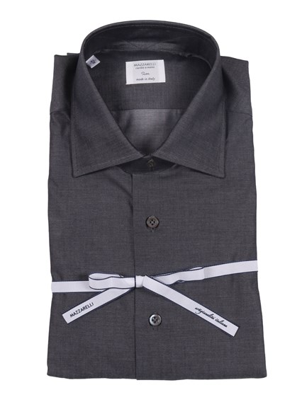 Mazzarelli CAMICIA GRIGIA IN TWILL SLIM FIT