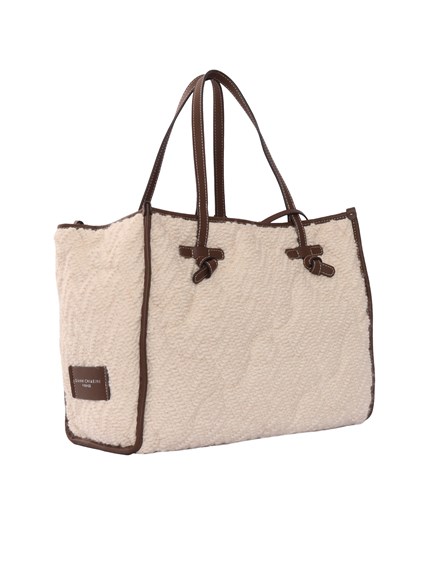 MARCELLA GIANNI CHIARINI LEATHER AND FABRIC BAG