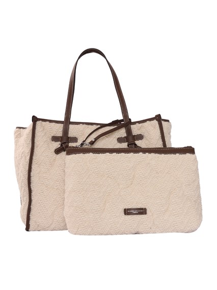 MARCELLA GIANNI CHIARINI LEATHER AND FABRIC BAG