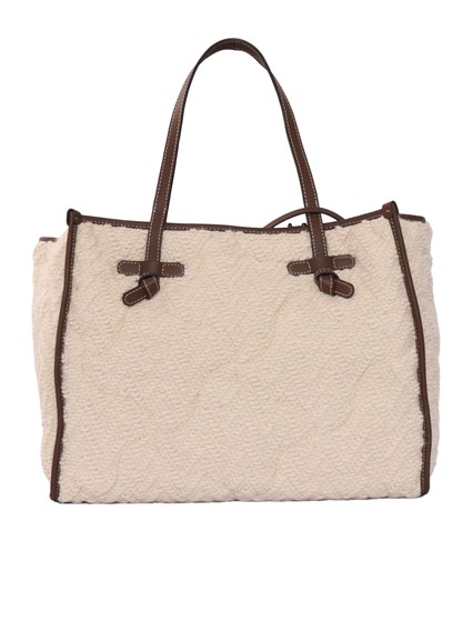 MARCELLA GIANNI CHIARINI LEATHER AND FABRIC BAG
