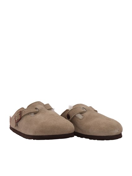 BIRKENSTOCK Boston Kids Shearling taupe, Suede Leather