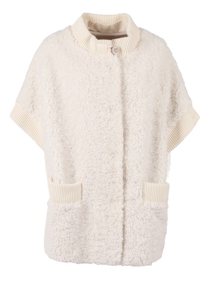Diego M TEDDY CAPE WITH KNITTED DETAILS
