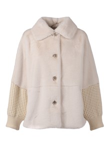 Diego M CAPPOTTO IN FAUX FUR C/ DETTAGLI IN MAGLIA E VEGAN LEATHER