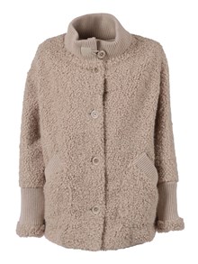 Diego M CAPPOTTINO FAUX FUR CON DETTAGLI IN MAGLIA E VEGAN LEATHER