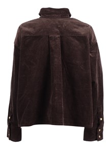 7 FOR ALL MANKIND Brown NINA CROPPED SHIRT Corduroy Coffee Bean