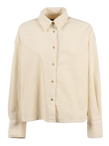 7 FOR ALL MANKIND White NINA CROPPED SHIRT Corduroy Eggshell