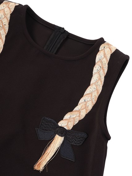 VIVETTA BLACK SLEVELESS DRESS WITH BRAIDED EMBROIDERY
