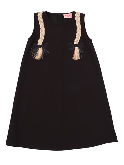 VIVETTA BLACK SLEVELESS DRESS WITH BRAIDED EMBROIDERY