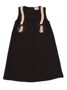 VIVETTA BLACK SLEVELESS DRESS WITH BRAIDED EMBROIDERY